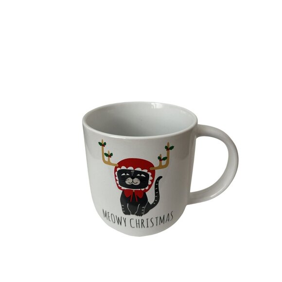 White Cracker Barrel "Meowy Christmas" Stoneware Mug 4" High - Picture 1 of 3